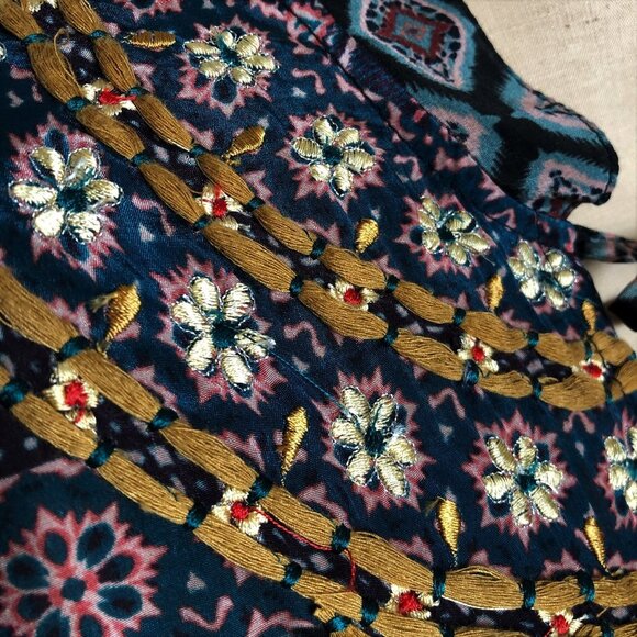 NWOT TOLANI Rory Mixed-Print with Embroidery Flounce-Hem Tunic Dress - Picture 10 of 16